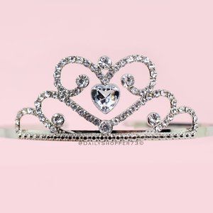 Primark Girls' Silver Heart Glass Rhinestone Princess Tiara